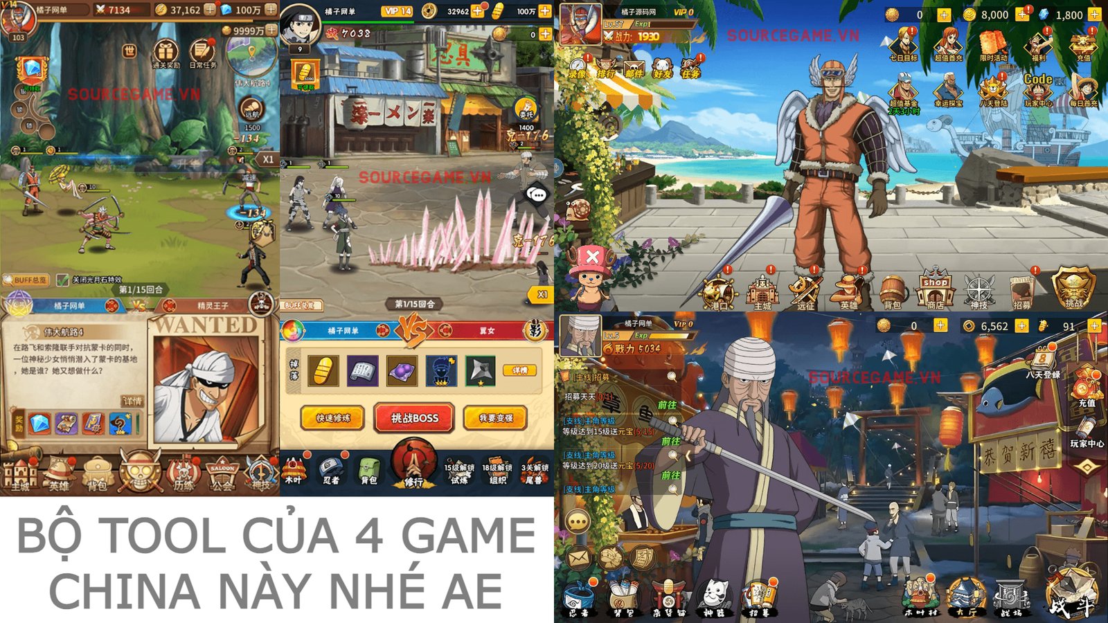 [MOBILE] BỘ TOOL GIÃI MÃ VÀ MÃ HÓA - CỦA 4 GAME NARUTO VÀ ONE PIECE